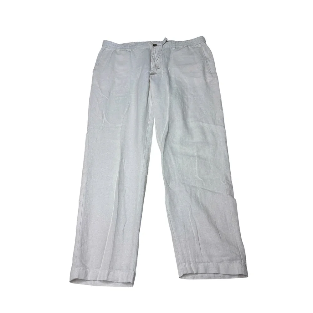 Banana Republic Athletic Linen Transition Pants White Mens 38x28 878276-02